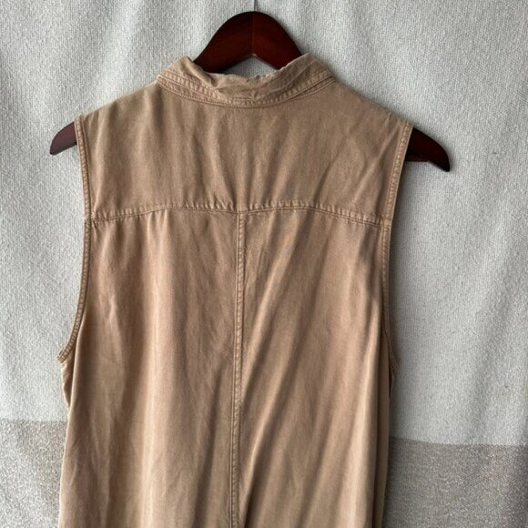Aerie Sleeveless Utility Romper Playsuit Tan Large Safari Coastal Minimalist - Picture 11 of 16